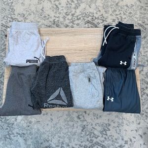 Boys size medium (10-12)Joggers: 2 Puma, 1 Reebok, 1 Crewcuts,  2 Under Armour